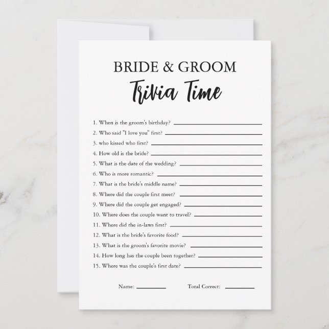 Minimalistisches Trivialspiel für Bridge und Groom Einladung (Vorderseite)