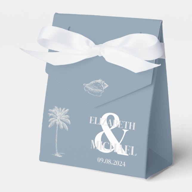 Minimalistisches tropisches Hochzeitstod Geschenkschachtel (Vorderseite)