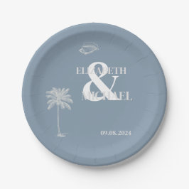 Minimalistisches tropisches Hochzeitstod Pappteller