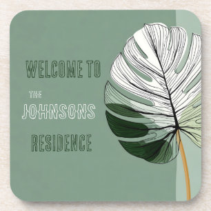 Minimalistisches tropisches Leaf mit benutzerdefin Getränkeuntersetzer