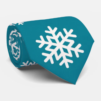 Minimalistisches Türkis und Weiße Schneeflocken Fe Krawatte