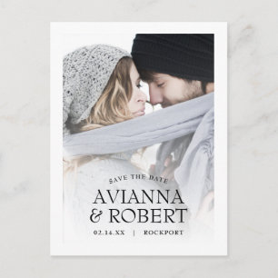 Minimalistisches Typografie-Foto Save the Date Ankündigungspostkarte