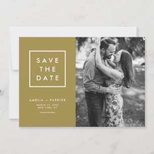 Minimalistisches Typografie-Gold-Foto Save the Dat Date