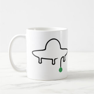 Minimalistisches UFO-Einzeiliger Zeichnung mit grü Kaffeetasse