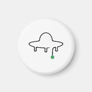 Minimalistisches UFO-Einzeiliger Zeichnung mit grü Magnet