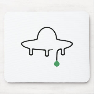 Minimalistisches UFO-Einzeiliger Zeichnung mit grü Mousepad