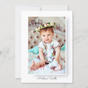 Minimalistisches und einfaches Foto Taufe Einladun Save The Date