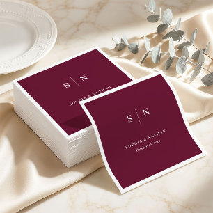 Minimalistisches und elegantes Burgund Hochzeit Serviette