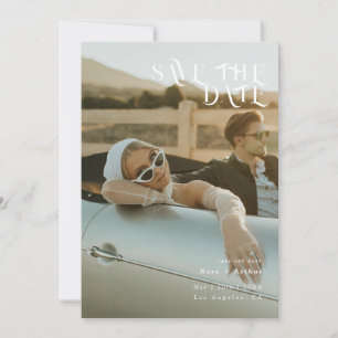 Minimalistisches und schickes Schwarz-Weiß Save th Einladung