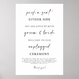 Minimalistisches Unplugged-Hochzeitszeremonie-Schi Poster
