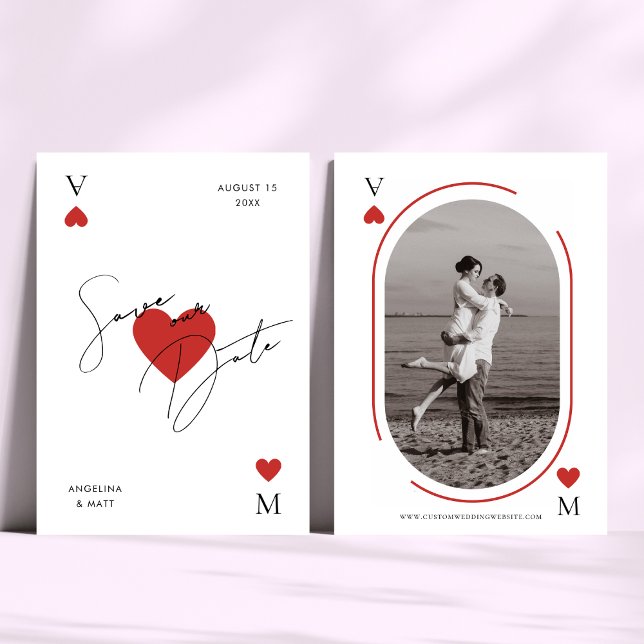 Minimalistisches Vegas Casino Kartenspiel Hochzeit Save The Date (Von Creator hochgeladen)