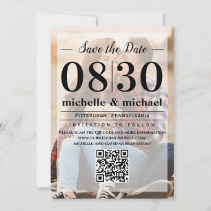 Minimalistisches Vellum Einfaches Foto   QR-Code-W Save The Date
