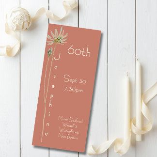 Minimalistisches vertikales Blumendesign in gedämp Einladung