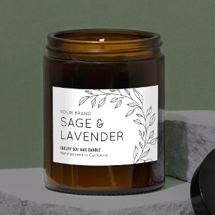 Minimalistisches Vintages botanisches Blätter Kerz Lebensmitteletikett