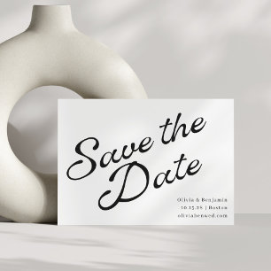 Minimalistisches Vintages, elegantes Skript Schwar Save The Date