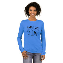 Minimalistisches Vogel-Silhouetten Langarm-Shirt