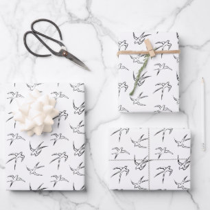 Minimalistisches Vogelmuster Geschenkpapier Set