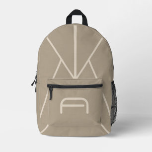 Minimalistisches Warmes Taupe-Monogramm Bedruckter Rucksack