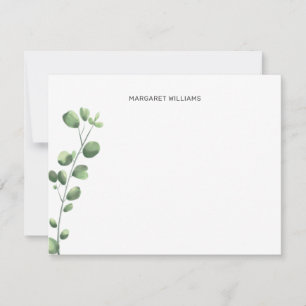 Minimalistisches Wasserfarben-Eukalyptus-Monogramm Dankeskarte