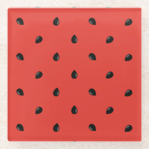 Minimalistisches Wassermelone-Samen-Muster Glasuntersetzer