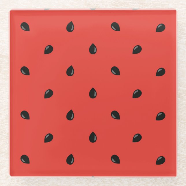 Minimalistisches Wassermelone-Samen-Muster Glasuntersetzer (Vorderseite)