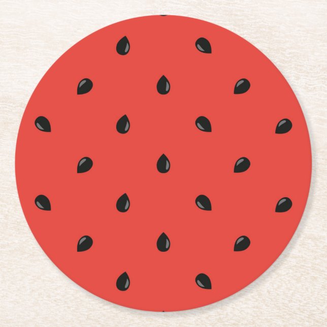 Minimalistisches Wassermelone-Samen-Muster Runder Pappuntersetzer (Vorderseite)