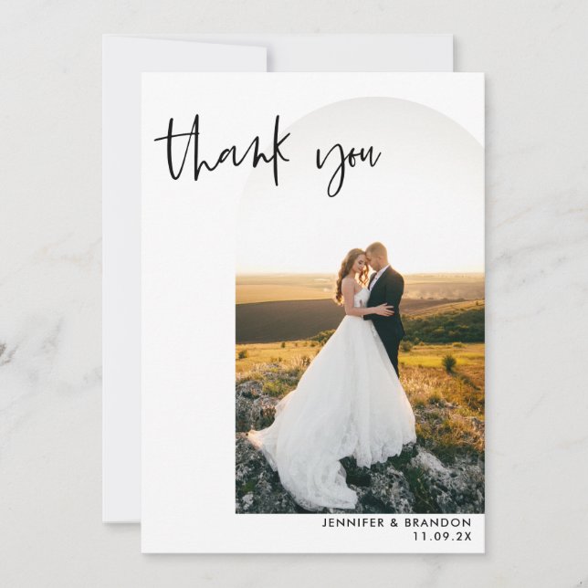 Minimalistisches Wedding Arch Foto Vielen Dank Dankeskarte (Vorderseite)