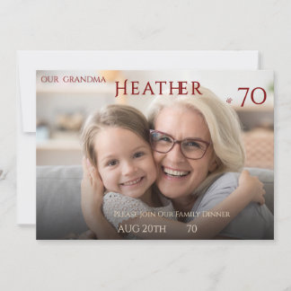 Minimalistisches weibliches Familienfoto zum 70. G Einladung