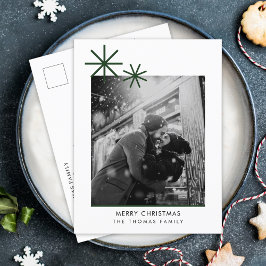 Minimalistisches Weihnachts-Einfaches Grünes Foto Feiertagspostkarte