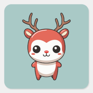 Minimalistisches Weihnachts Niedlich Baby Rudolph  Quadratischer Aufkleber