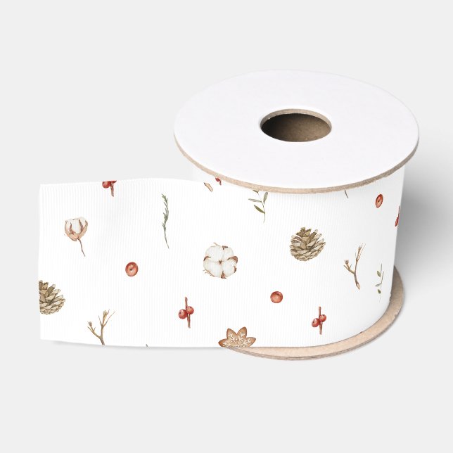 Minimalistisches Weihnachtsband mit Pinecones Ripsband (Spule)