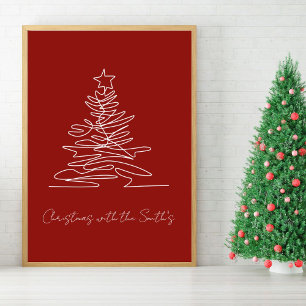 Minimalistisches Weihnachtsbaum Familienurlaub-Pos Poster