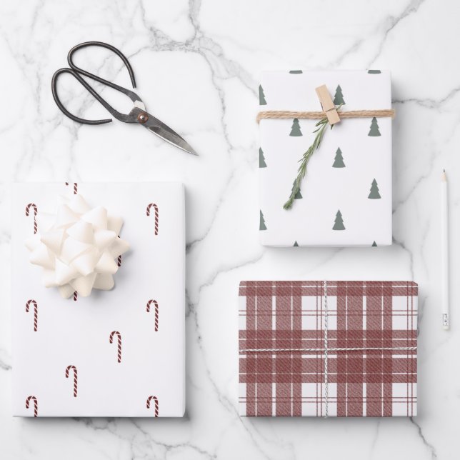 Minimalistisches Weihnachtsfest Geschenkpapier Set (Vorderseite)