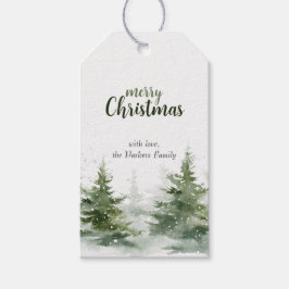 Minimalistisches Weihnachtsgebirge Evergreen Snow Geschenkanhänger
