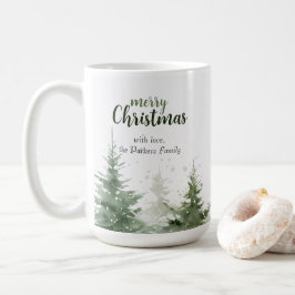 Minimalistisches Weihnachtsgebirge Evergreen Snow Kaffeetasse
