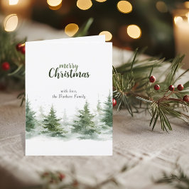 Minimalistisches Weihnachtsgebirge Evergreen Snow Karte