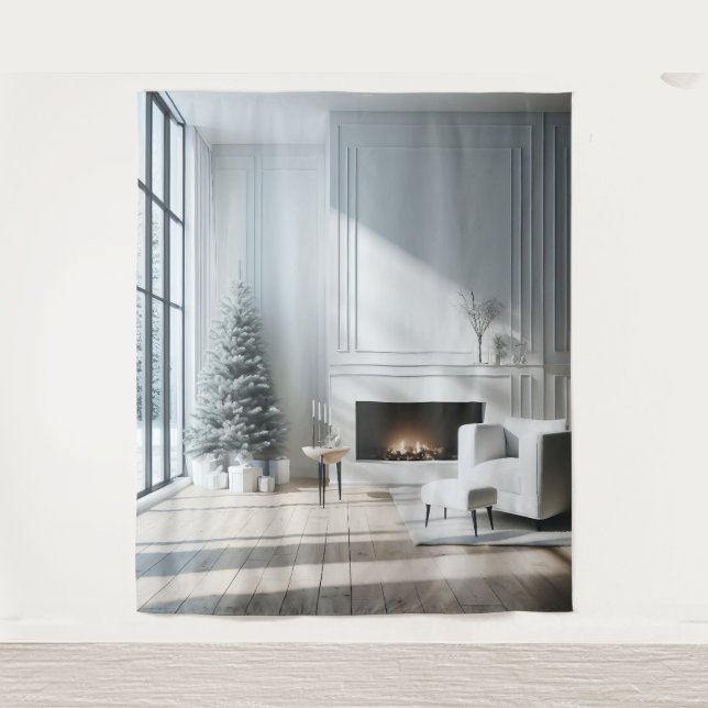 Minimalistisches Weihnachtsglühen Wandteppich (Vorderseite)