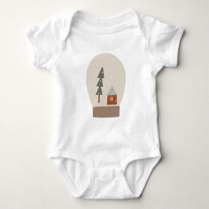 Minimalistisches Weihnachtshaus & Tannenbaum Baby- Baby Strampler