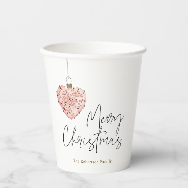 Minimalistisches Weihnachtsherz Pappbecher (Vorderseite)