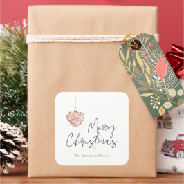 Minimalistisches Weihnachtsherz Quadratischer Aufkleber