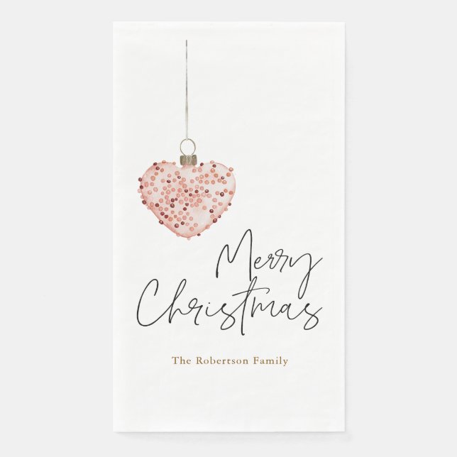 Minimalistisches Weihnachtsherz Serviette (Vorderseite)