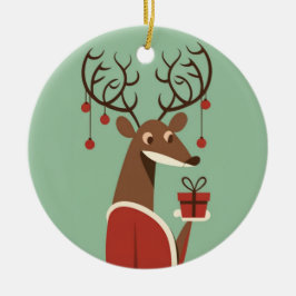 Minimalistisches Weihnachtsschenk für Rentiere Keramik Ornament