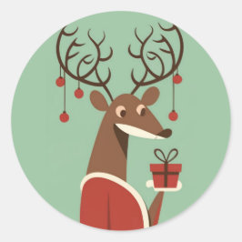 Minimalistisches Weihnachtsschenk für Rentiere Runder Aufkleber