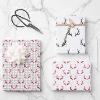 Minimalistisches Weihnachtswrapping Paper Trio Geschenkpapier Set