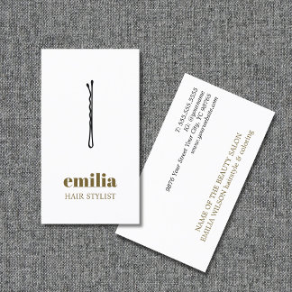 Minimalistisches Weiß Antikes Gold Schwarze Haarsp Visitenkarte