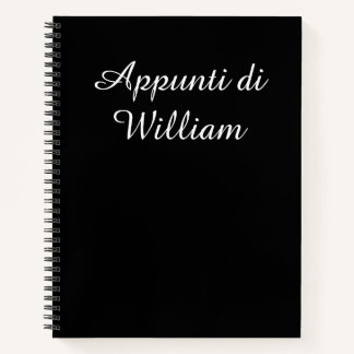 Minimalistisches Weiß auf Schwarz Italienisches Ap Notizbuch