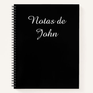 Minimalistisches Weiß auf Schwarz Notas Spanisches Notizbuch