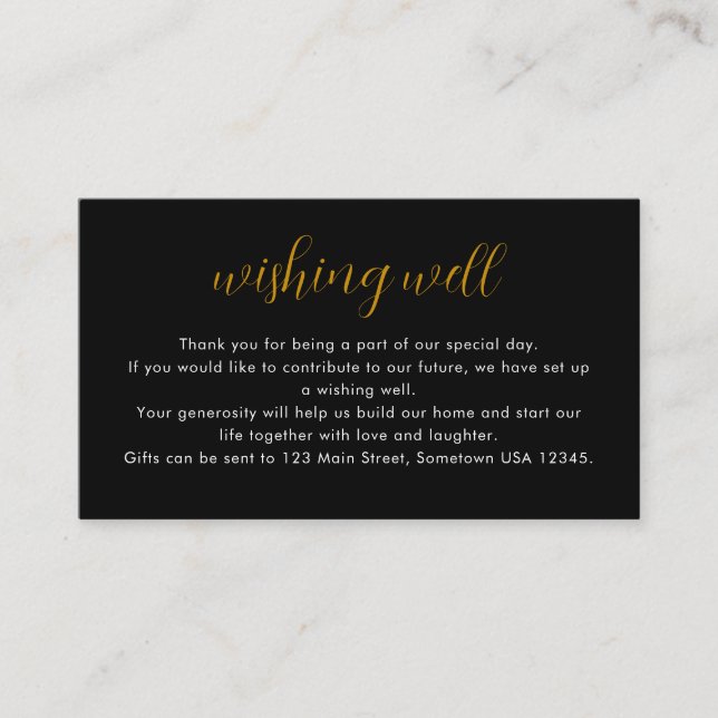 Minimalistisches Weiß auf schwarzer Typografie wün Begleitkarte (Vorderseite)