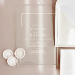 Minimalistisches Weiß Elegant Moderne Einfache Hoc Acryleinladungen<br><div class="desc">Diese minimalistisch weißen,  eleganten modernen,  einfachen Hochzeitsacryl-Einladungen sind perfekt für eine einfache Hochzeit. Das moderne romantische Design besticht durch klassische Typografie gepaart mit einer rustikalen und eleganten Kalligraphie mit Vintagem handgeschriebenem Stil.</div>