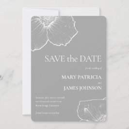 Minimalistisches Weiß-Floral-Clematis Zeichnend Ho Save The Date